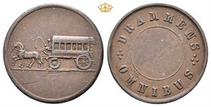 Drammen Omnibus, pollett i kobber. R.