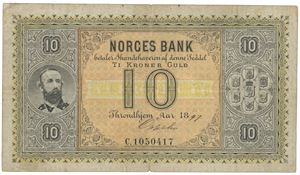 10 kroner 1897. C.1050417. Signert Oxholm