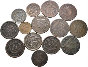 Samling med 1/2 cent og 1 cent