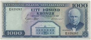 1000 kronur 1960 E029287.  Sieg 47.