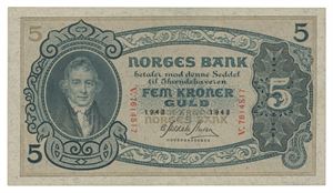 5 kroner 1943. V7614517