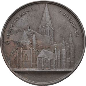 St. Olafs kirke i Trondheim 1862. Wiener. Bronse. 60 mm. Svakt korrodert