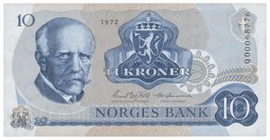 10 kroner 1972. QO0068776. Erstatningsseddel/replacement note