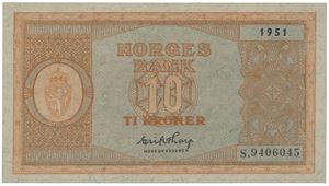 10 kroner 1951. S.9406045.