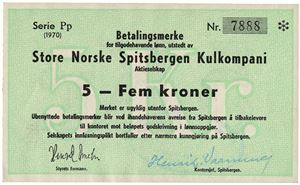 5 kroner 1970. Serie Pp. Nr.7888