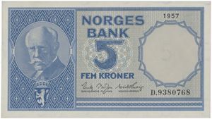 5 kroner 1957. D.9380768.