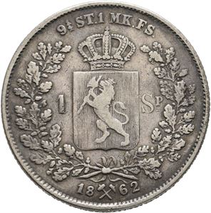 Speciedaler 1862. Riper på advers og kantskade/scratches on obverse