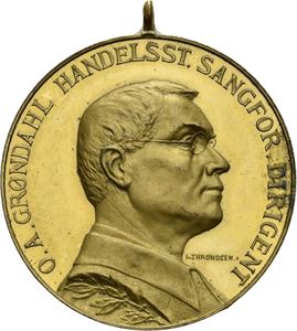O. A. Grøndahl. Handelsstandens Sangforening. Göteborgferden pinsen 1901. Forgylt bronse. 31 mm. Med hempe