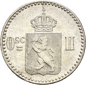 OSCAR II 1872-1905, KONGSBERG. 3 skilling 1873