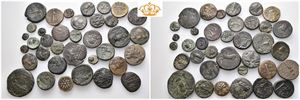 Large lot of 36 Greek bronze coins from various Greek/Hellenistic city states and kingdoms