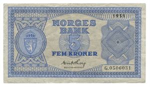 5 kroner 1951. G0506031