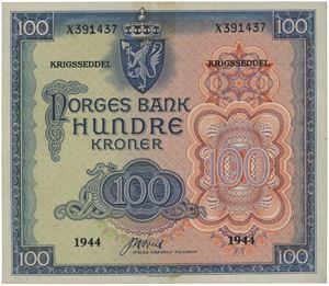 100 kroner 1944. X391437.