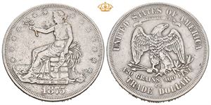 Trade dollar 1875 CC. Små riper/minor scratches