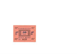 Fabritius, 50 øre. Egen Mynt. Nr.00253, samt 1 krone 1943 F