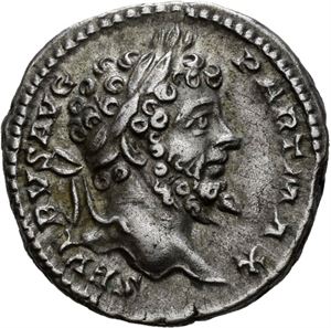 Septimius Severus 193-211, denarius, Roma 200 e.Kr. R: Victoria stående mot venstre