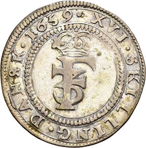 FREDERIK III 1648-1670, CHRISTIANIA, 1 mark 1659. R. S.88