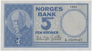 5 kroner 1962. K.2509847.