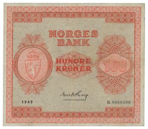 Norway. 100 kroner 1949. B8860390
