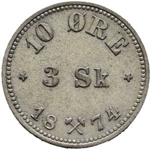 10 øre/3 skilling 1874
