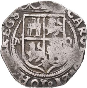 2 reales u.år/n.d. M-O (1554-1556). (6,53 g). Pregesvakhet/flatness of strike