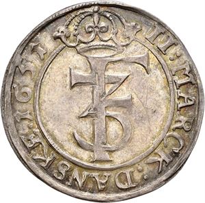 FREDERIK III 1648-1670 2 mark 1651. Liten ripe/minor scratch. S.36