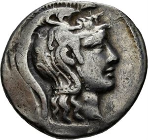 ATTICA, Athen, 86-83 f.Kr., tetradrachme (15,90 g). Hode av Athene mot høyre/Ugle på amphora