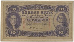 10 kroner 1922. K.0475192.
