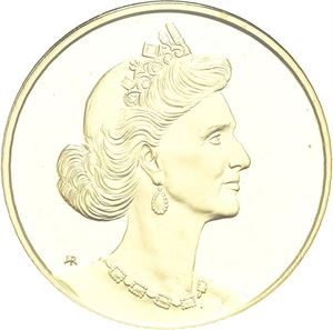 Dronning Sonja 60 år 1997. Rise. Gull. 22 mm