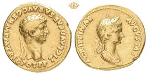 Claudius, with Agrippina Junior, AD 41-54. AV aureus (19 mm; 7,63 g)