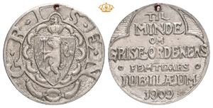 Til minde om Griseordenens 50 aars jubilæum 1909. Forsølvet bronse