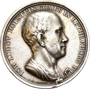 Frederik V, J. L. Holstein død 1763. Wolff. Sølv. 40 mm
