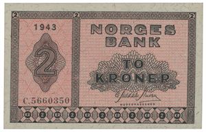 2 kroner 1943. C.5660350.