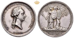 Christian VII. Nøytraliteten med Sverige 1794. Hull. Sølv. 32 mm