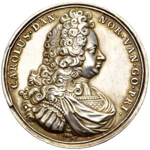 Frederik IV, Prins Carl og Prinsesse Sofie Hedvig. Berg. Sølv. 50 mm.