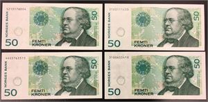 Lot 4 stk. 50 kroner 1996, 1999, 2000 og 2003