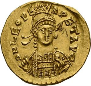Leo I 457-474, solidus (4,36 g), Constantinople. R: Victoria stående mot venstre