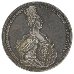 Dronningens salving 1731. Wahl. Sølv. 49 mm. Små riper/minor scratches