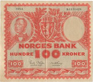100 kroner 1954. D1151428