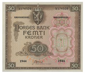 Norway. 50 kroner 1944. X574509