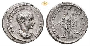 Diadumenian. Som Caesar under Macrinus, 217-218 e.Kr. AR denarius (3,56 g)