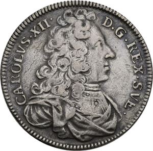 Karl XII, 4 mark 1700. Ripe på revers/scratch on reverse