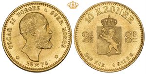 10 kroner / 2 1/2 species 1874