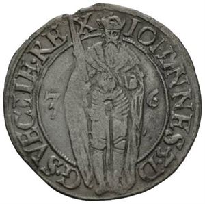 Johan III, 1 öre 1576. Kantskade/edge crack