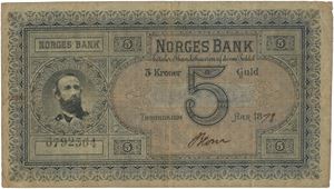 5 kroner 1878. 6792364. Signert Blom.