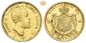 Oskar II, 10 kronor 1874. Riper/scratches