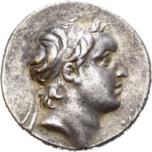 KINGS of CAPPADOCIA. Ariarathes V Eusebes Philopator (circa 163-130 BC). AR drachm (4,13 g). Dated RY 31 (=132 BC). Diademed head of Ariarathes V to right / BASI?EOS APIAPATOV EVSEBOVS, Athena standing left, holding Nike and round shield, spear behind; monograms in outer left, inner left and outer right fields; A? (regnal date) in exergue. Slightly porous surfaces and a few small scratches. Nicely toned.