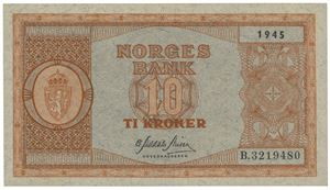 10 kroner 1945. B.3219480