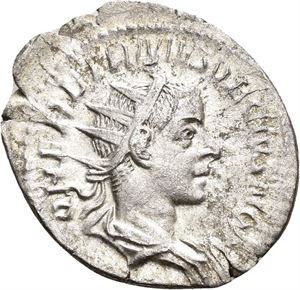 HERENNIUS ETRUSCUS 251, antoninian, Roma. R: Apollo sittende mot venstre