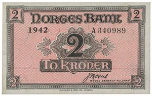 2 kroner 1942. A340989