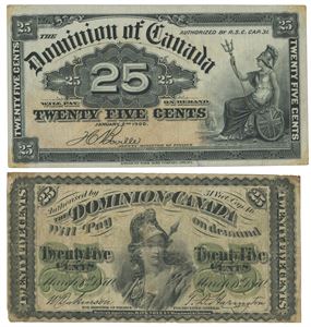 Lott 2 stk. 25 cents 1870 og 1900.